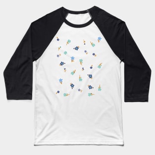 Coquette Aesthetic Ditsy Tiny Blue Flowers Pattern Baseball T-Shirt